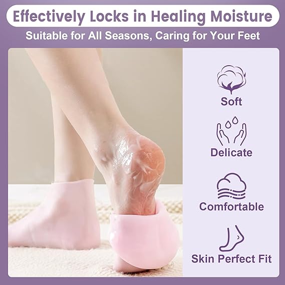 Silicone Socks for Dry Cracked Feet ,for Moisturizing, Cracked Heel Treatment